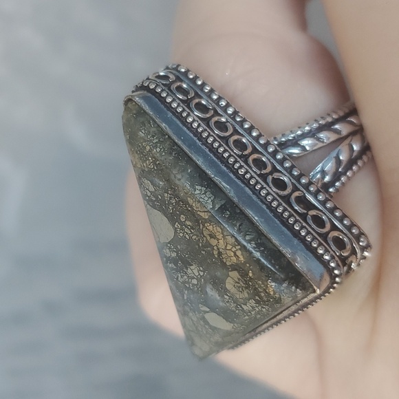 New Pyrite Agate 925 Silver Ring. - Picture 10 of 16
